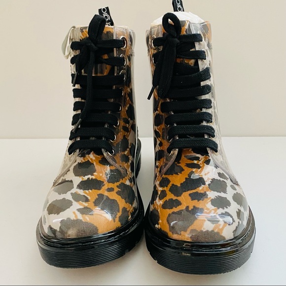 NWT: SERGIO ROSSI | Leopard-print and Clear PVC combat boots - Picture 7 of 12